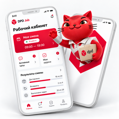 Иллюстрация приложения DPD Job: рабочий кабинет на смартфоне